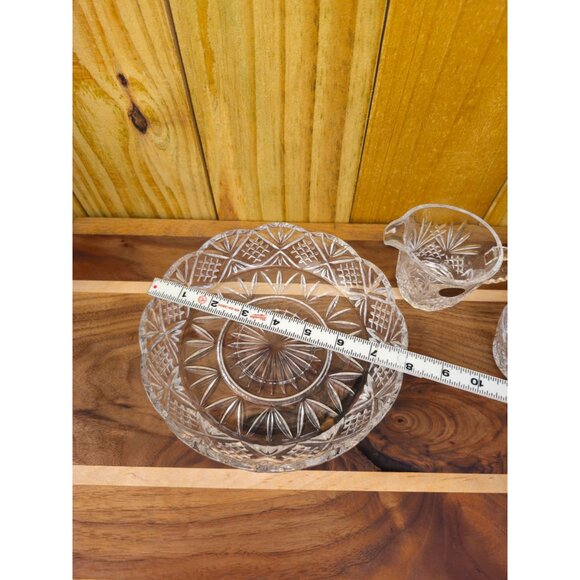Vintage Godinger Crystal Serving Set With Bowl Creamer & Sugar Dish - Picture 3 of 12
